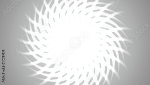 Abstract white spiral sunburst vector, glowing geometric sun shape on gray background, radial light rays for modern design