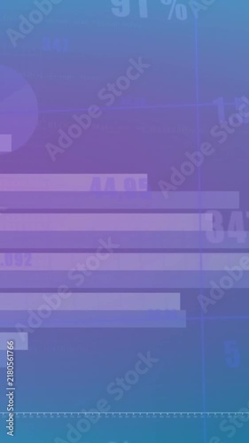 Animation of month names with graphs and changing numbers against blue background