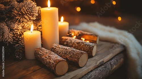 Cozy holiday candle decor