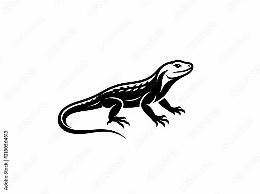Fototapeta premium Stylized lizard silhouette icon isolated on white background
