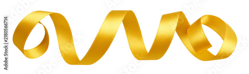 Swirl golden ribbon decorative element. Generative AI technology.