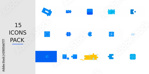 Blue Flat Puzzle Solve Icon – Solid Blue Vector Symbol for Apps, Websites, UI Kits, Mobile Interfaces, Presentations, Infographics and Modern Digital Design Projects
