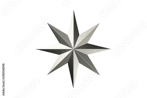 Geometric Silver Compass Star Symbol