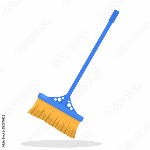 Vector illustration of floor broom and household broom concepts, flat design style.