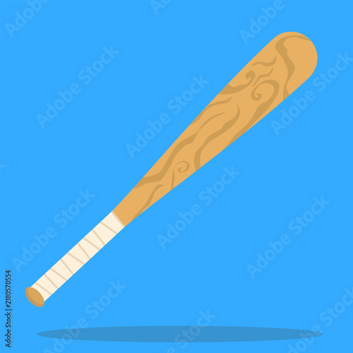 Vector illustration of a wooden baseball bat, flat-style design.