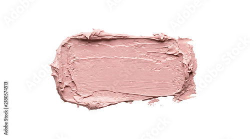 Canvas Print Soft dusty rose cosmetic makeup cream stroke showing thick buttery texture and r