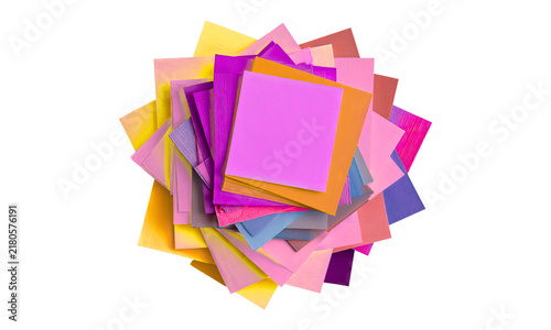 Fototapeta kuchenna Stack of colorful square paper sheets isolated on white background