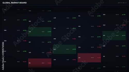 Financial Market Data Interface Displaying Real Time Asset Price Fluctuations and Statistical Trend Analysis for Global Investment Trading Platforms