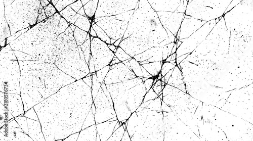 Fotografie Abstract texture of cracked surface with black lines and grunge spots isolated o