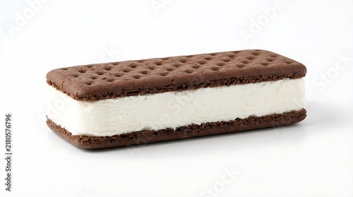 A delicious chocolate ice cream sandwich with vanilla filling for a sweet cold summer snack or tasty dessert