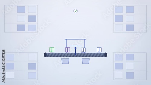Automated data management system showing digital packet distribution across schematic grids for streamlined workflow visualization and processing optimization