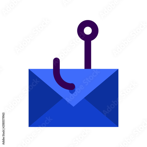 Blue phishing icon depicting an envelope with a downward arrow, symbolizing email fraud, cyber threats, deceptive messages, and digital security risks.