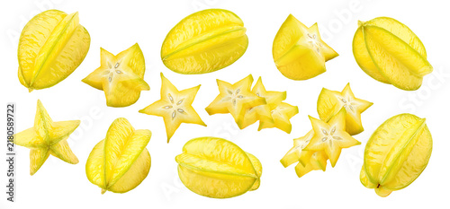 carambola, starfruit, isolated, full depth of field