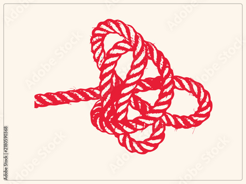 Foto Flat vector graphic of a red nautical rope knot