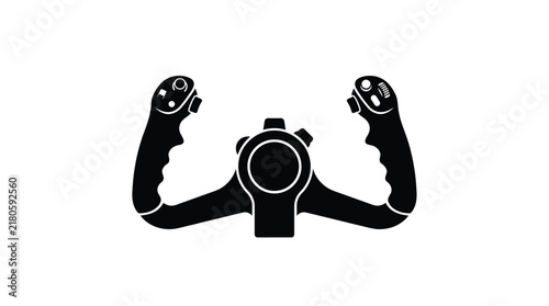 Aircraft yoke and control wheel silhouette on a white background