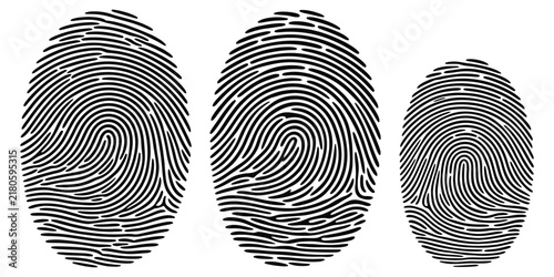 Obraz na płótnie Fingerprint identification icons featuring biometric security, thumbprint scanni