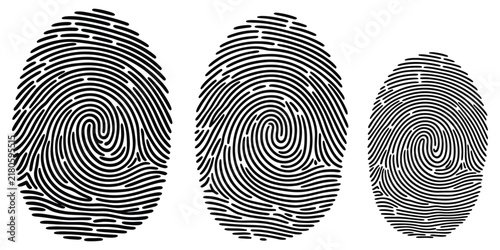 Bild auf Leinwand Fingerprint identification icons featuring biometric security, thumbprint scanni