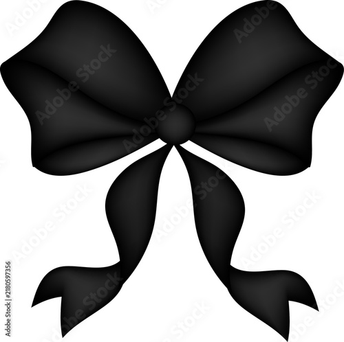 Black Ribbon Bow, Aesthetic Elegant Black Bow Illustration for your invitation party and menu cards, templates and social media posts.