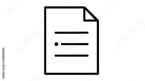 Document paper sheet displaying bullet point list lines inside minimalist modern outline style icon vector