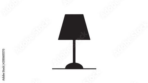 Minimalist black table lamp silhouette icon standing on surface for interior home decor design