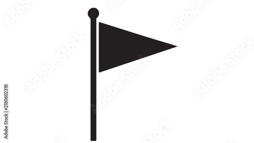 Black flag silhouette standing upright featuring triangular banner shape in minimalist graphic design style illustration
