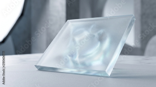 Frosted crystal glass sheet texture with soft light refraction and smooth surface detail.