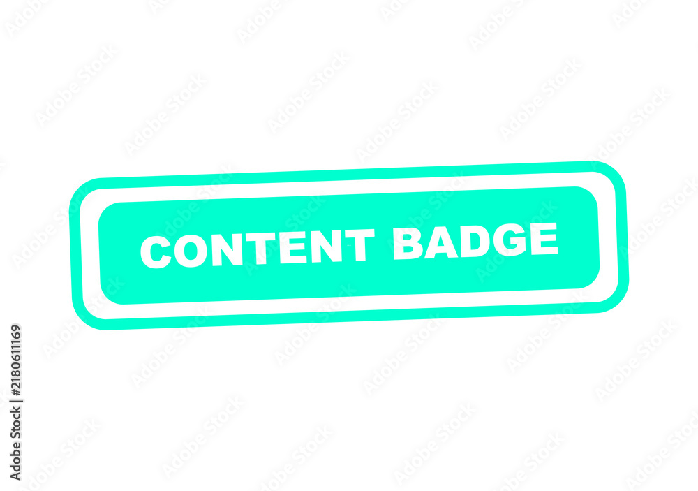 Fototapeta premium Modern turquoise content badge with clean outline design illustration