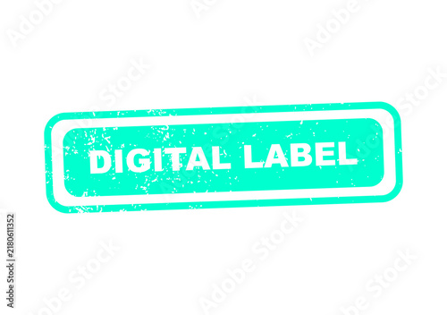 Tapety artystyczne Digital label stamp with vintage grunge effect in turquoise illustration