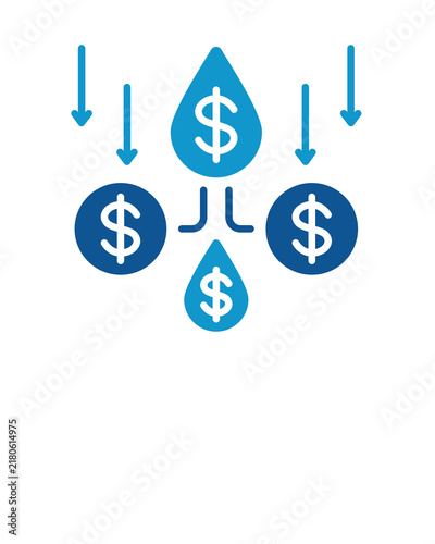 Cash Flow and Liquidity Concept Icon with Dollar Water Drops