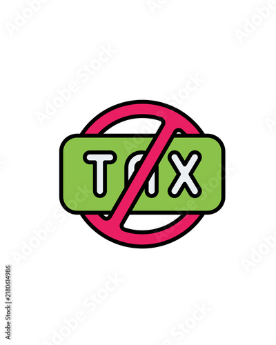 Tax Free or Tax Exempt Concept Icon with Prohibited Sign