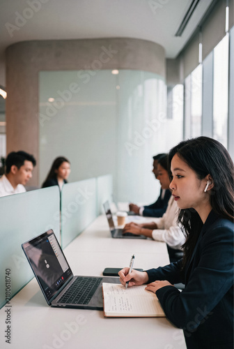 Businesswoman using laptop in office