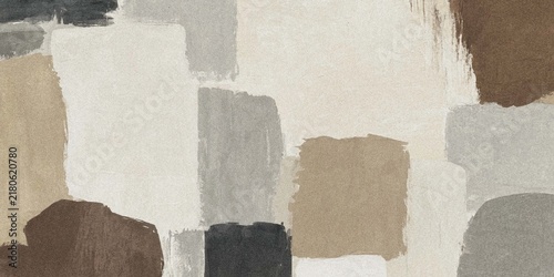 Quadro su tela Abstract textured background with neutral earth tone paint swatches and geometri