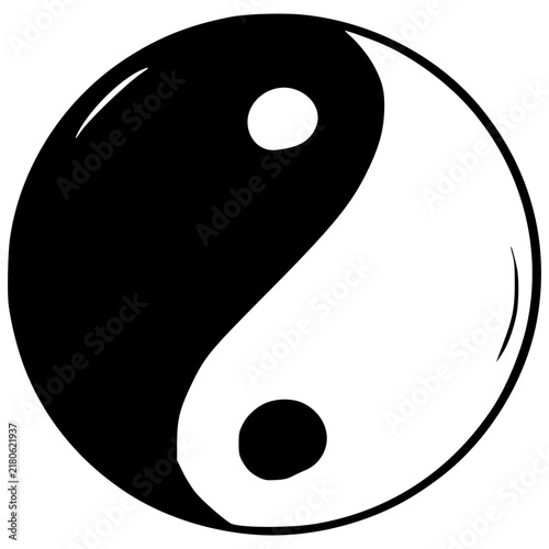 yin-yang illustration hand drawn outline vector