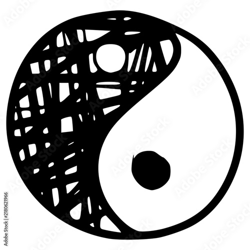 yin-yang doodle illustration hand drawn outline vector