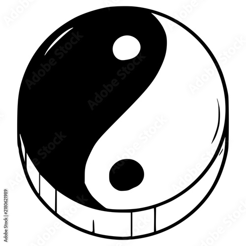 yin-yang illustration hand drawn outline vector