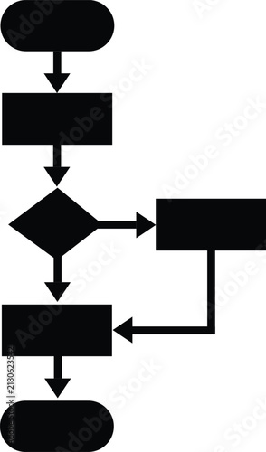 Black Flowchart Diagram Icon Isolated on White Background