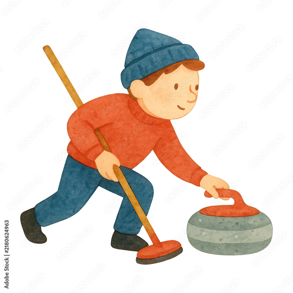 Obraz premium PNG Child playing curling sport