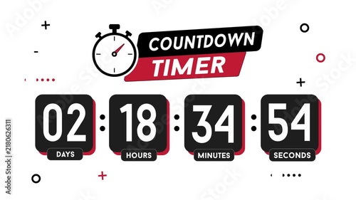 Countdown Timer Animation with Stopwatch and Digital Numbers