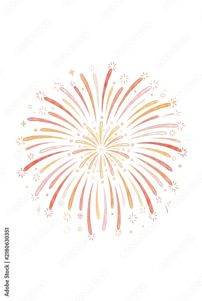 Obraz premium Japanese Summer Fireworks in Colored Pencil Style