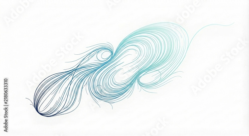 Abstract Blue Teal Flowing Multi-Line Swirl Organic Curl Design