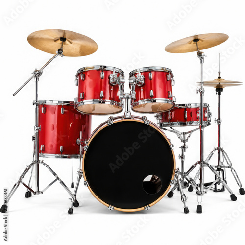 Red drum set isolated on transparent background