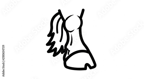 Woman with ponytail hair outline line art