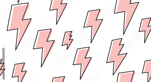 Minimalist seamless pattern with soft pink lightning bolts on white background perfect for trendy fabric textile print wrapping paper stationery design.