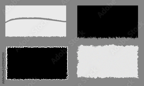 A collection of four distinct rectangular frames featuring various distressed edges and textured borders on a grey background