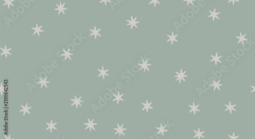 Cute and whimsical seamless pattern featuring scattered white stars on a soft, pastel green background for children's designs.