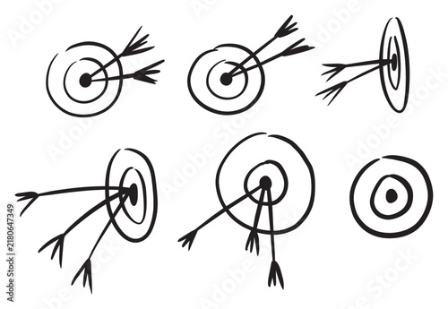 hand drawn target with arrows. archery. dart. aim. goal.