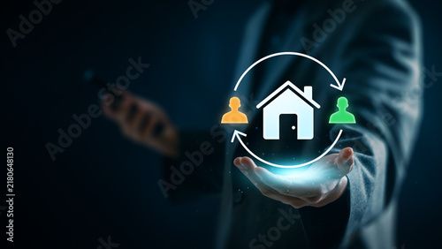 Obraz na płótnie Real Estate Property Transfer Technology for Digital Home Ownership Transactions