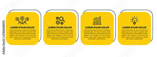 4 steps infographic template with 4 options. Flowchart that can be used for business report, data visualization and presentation. Timeline infographic elements vector illustration.