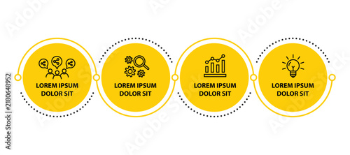 4 steps infographic template with 4 options. Flowchart that can be used for business report, data visualization and presentation. Timeline infographic elements vector illustration.