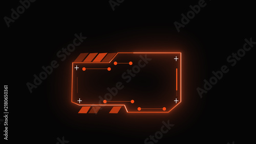 Futuristic interface frame visualizes digital circuit board paths. High tech interface frame borders cyber displays. Modern interface frame for technology HUD.